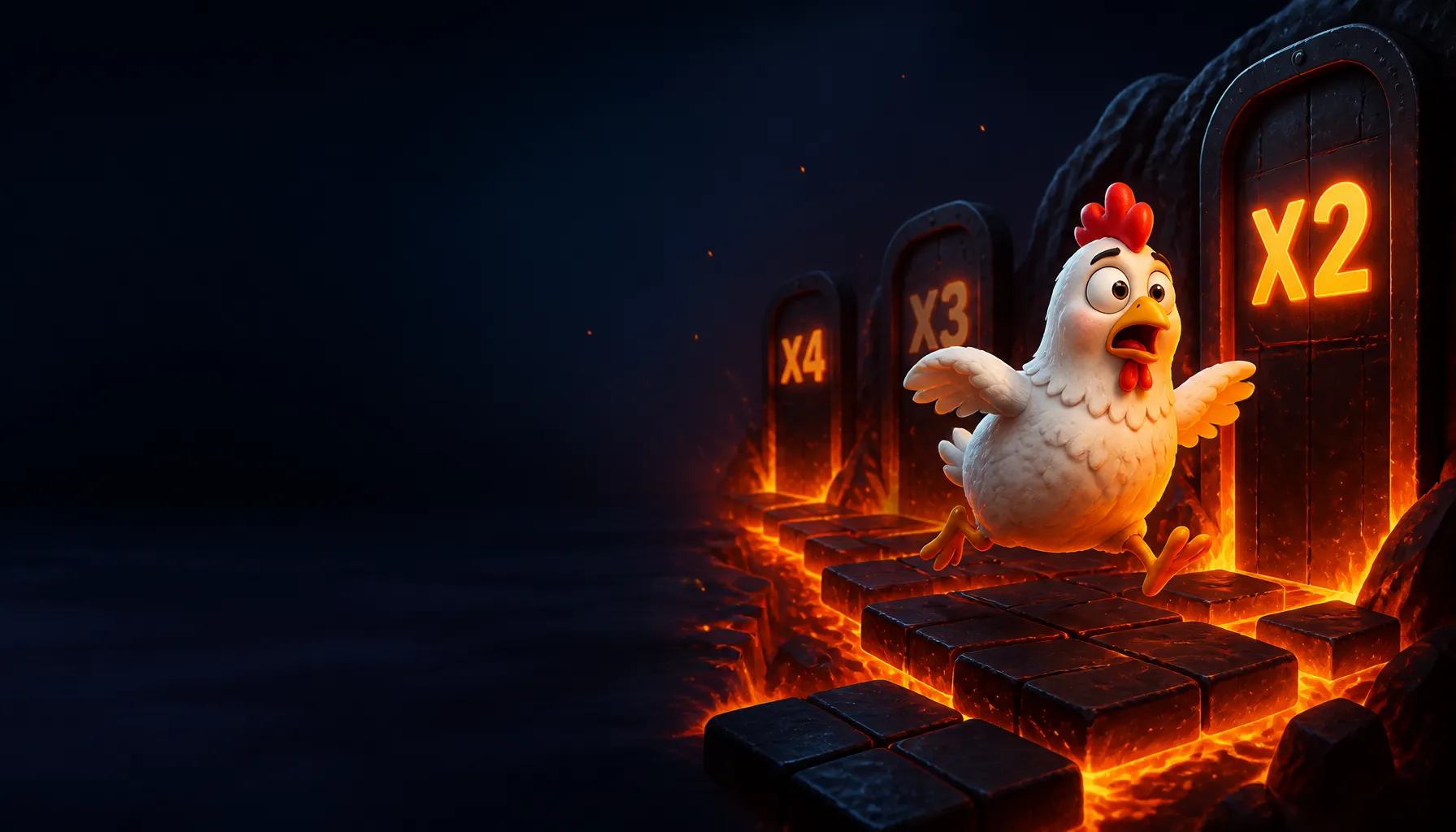 Hero banner for Chicken Road featuring brand-inspired elements with clean left side for text overlay